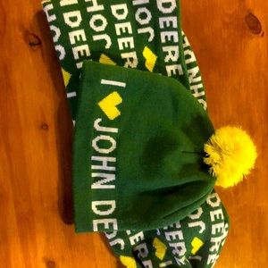 I LOVE JOHN DEERE Winter Scarf & Hat Set Pom Pom 's  Advertising Excellent